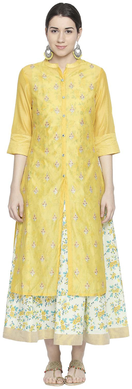

Rangmanch By Pantaloons Women Yellow Solid Layered Kurta