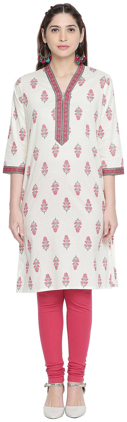 

Rangmanch By Pantaloons Women White Printed Straight Kurta