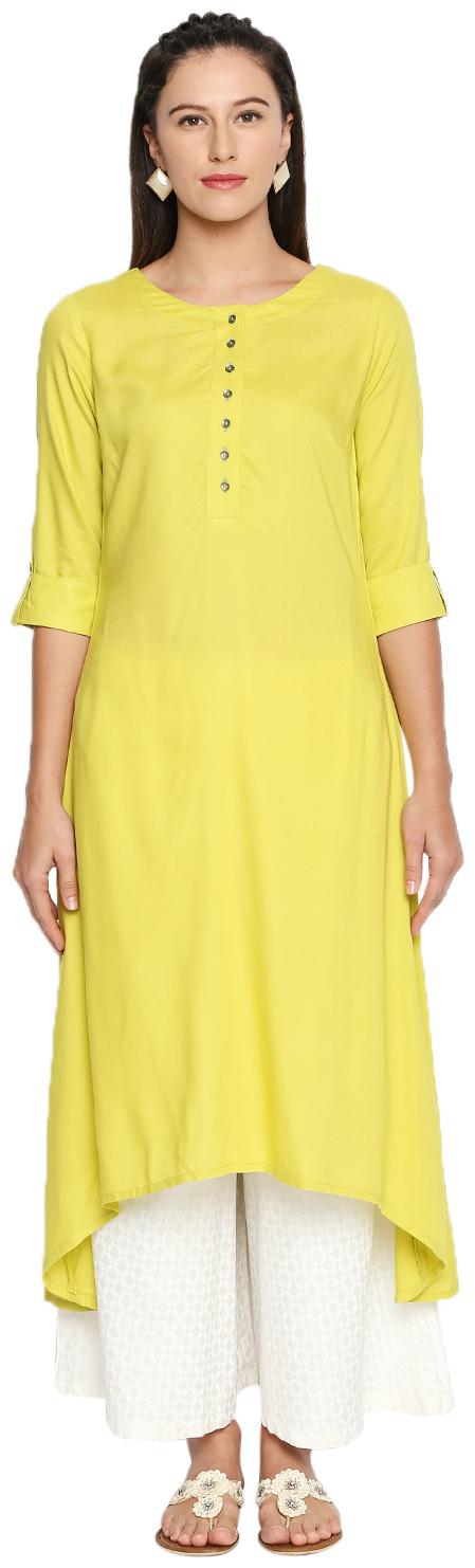 

Rangmanch By Pantaloons Women Yellow Solid Layered Kurta