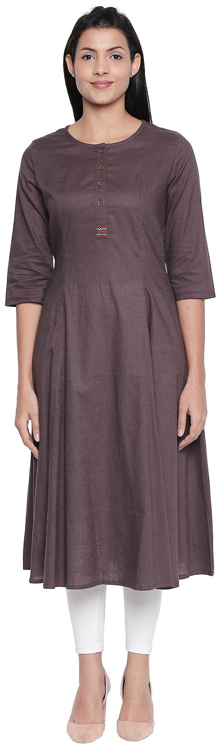 

Rangmanch By Pantaloons Women Grey Solid Straight Kurta