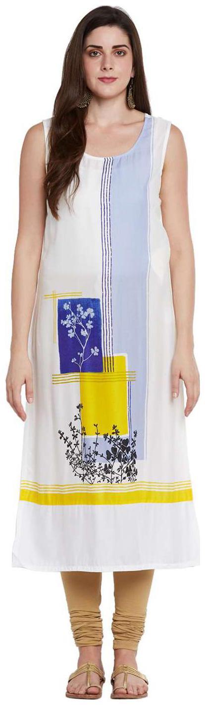 

Rangmanch By Pantaloons Women White Printed Straight Kurta