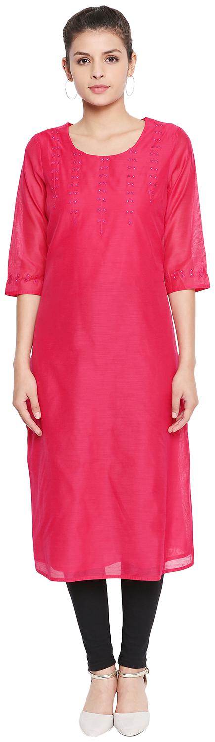 

Rangmanch By Pantaloons Women Pink Solid Straight Kurta
