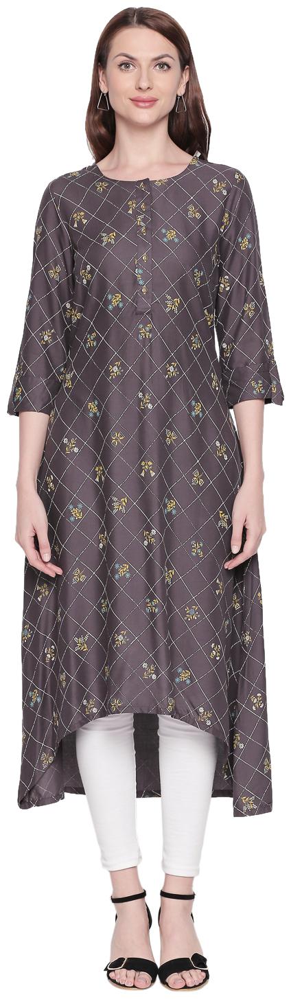 

Rangmanch By Pantaloons Women Grey Checkered Regular Kurta