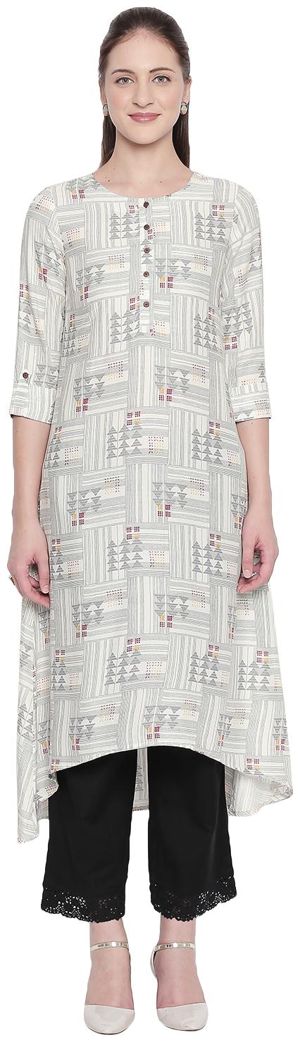 

Rangmanch By Pantaloons Women White Printed Straight Kurta