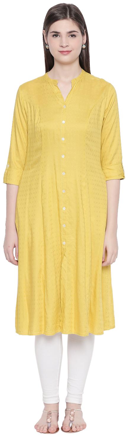 

Rangmanch By Pantaloons Women Yellow Embroidered Regular Kurta