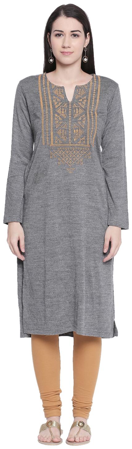 

Rangmanch By Pantaloons Women Grey Embroidered Straight Kurta