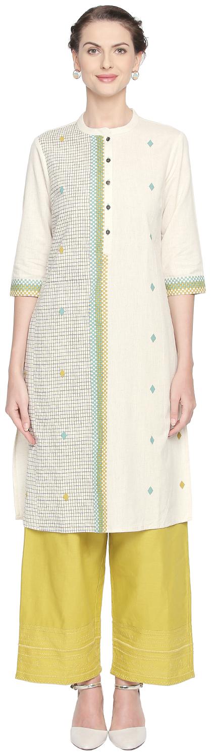 

Rangmanch By Pantaloons Women Yellow Solid Straight Kurta