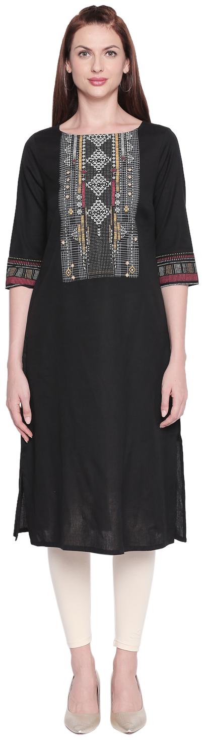 

Rangmanch By Pantaloons Women Cotton Kurta Black