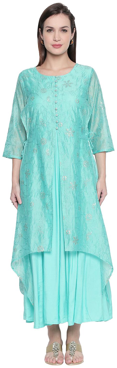 

Rangmanch By Pantaloons Turquoise Embroidered Shirt dress