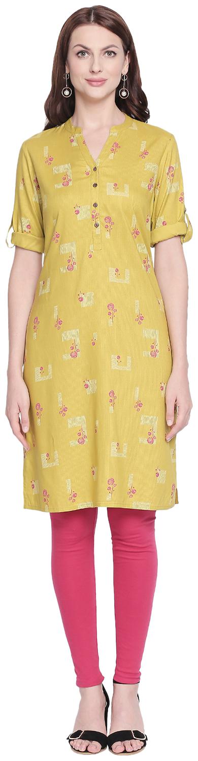 

Rangmanch By Pantaloons Women Green Printed Straight Kurta