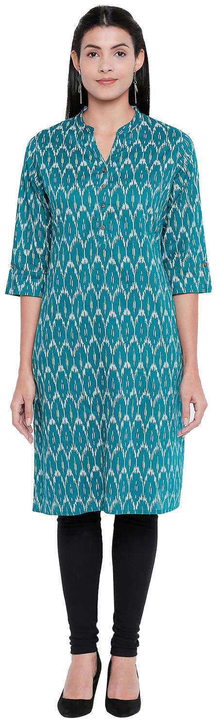 

Rangmanch By Pantaloons Women Blue Printed Straight Kurta