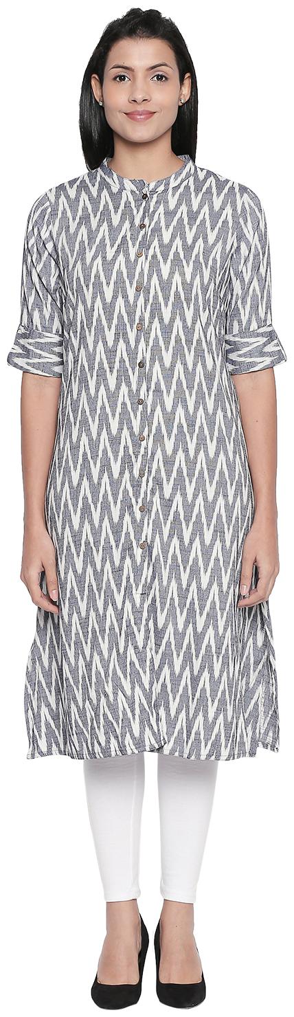 

Rangmanch By Pantaloons Women Blue Printed Straight Kurta