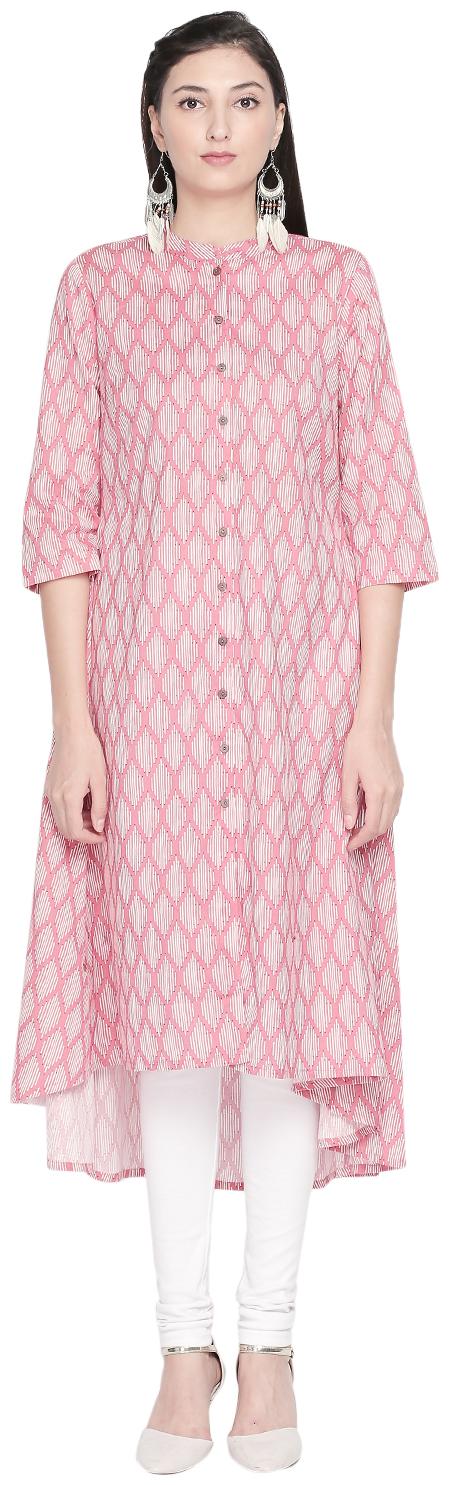 

Rangmanch By Pantaloons Women Pink Printed Assymetrical Kurta