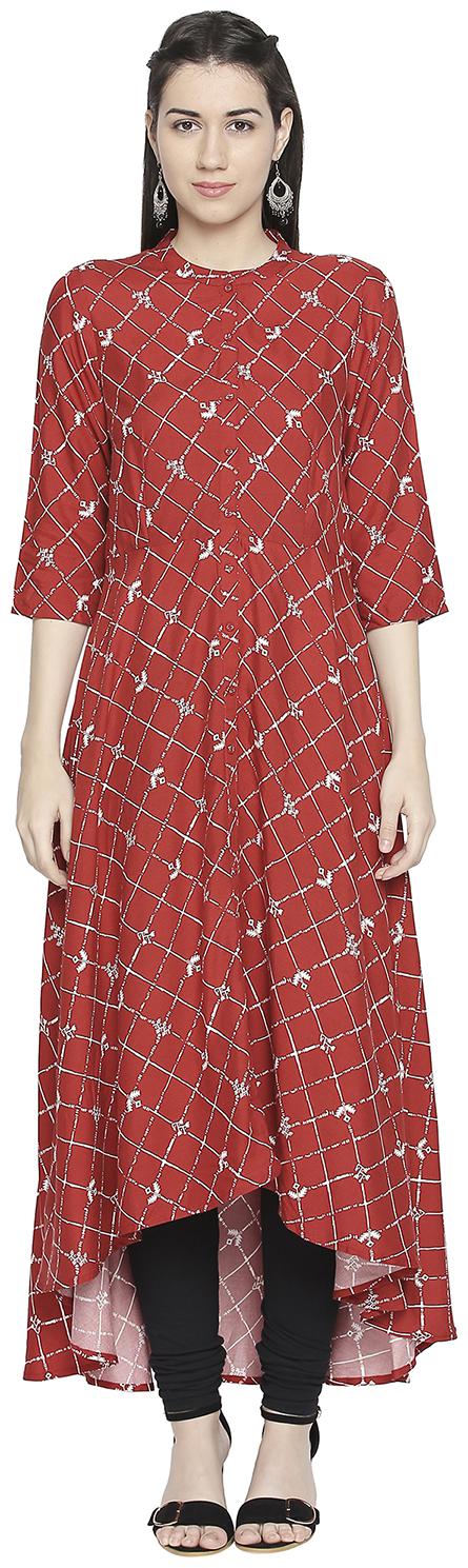 

Rangmanch By Pantaloons Women Red Checkered Layered Kurta