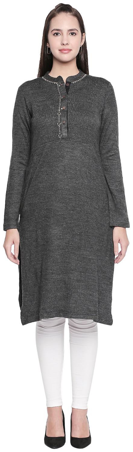 

Rangmanch By Pantaloons Women Grey Solid Straight Kurta
