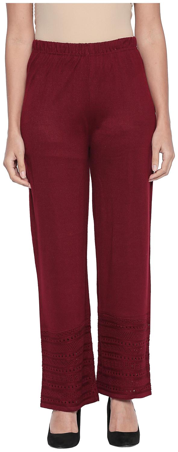 

Rangmanch By Pantaloons Maroon Solid Straight Palazzo