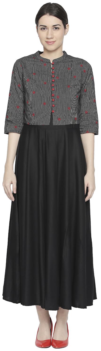 

Rangmanch By Pantaloons Women Black Solid Layered Kurta
