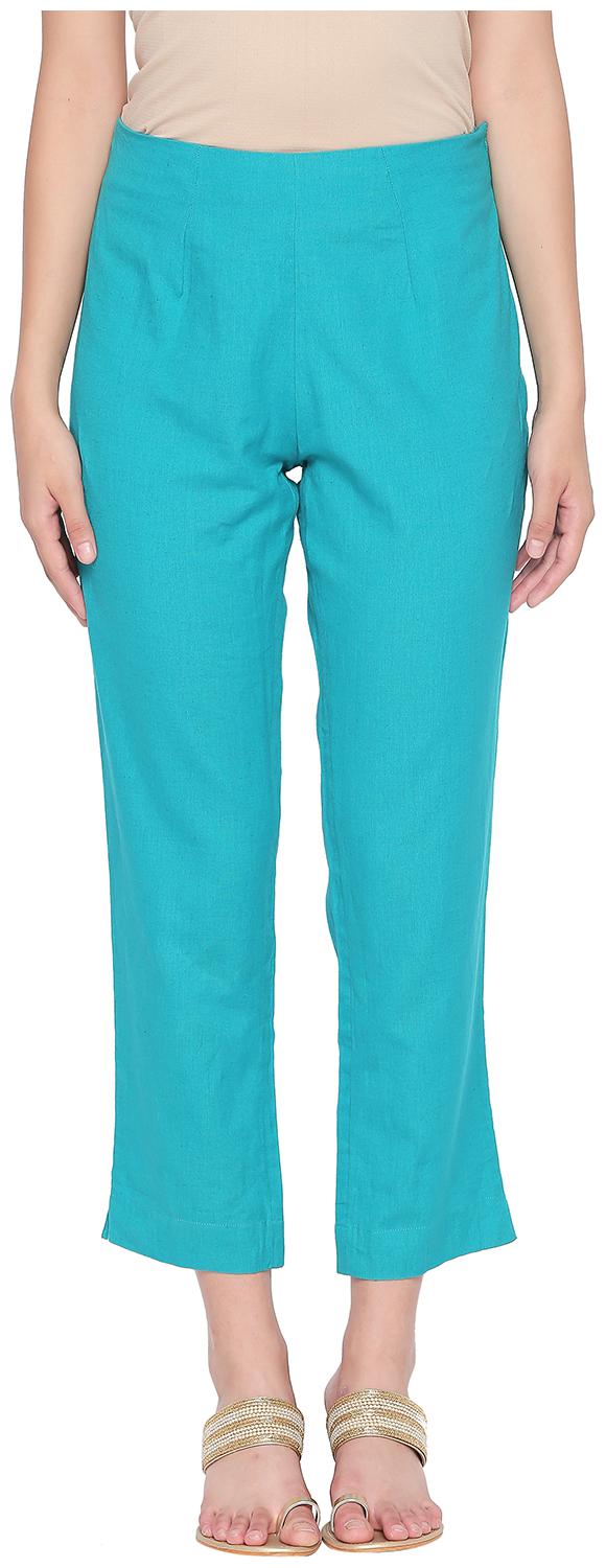 

Rangmanch By Pantaloons Women Turquoise Regular fit Regular pants