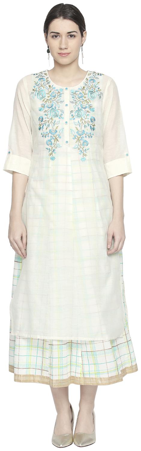 

Rangmanch By Pantaloons Women White Solid Layered Kurta
