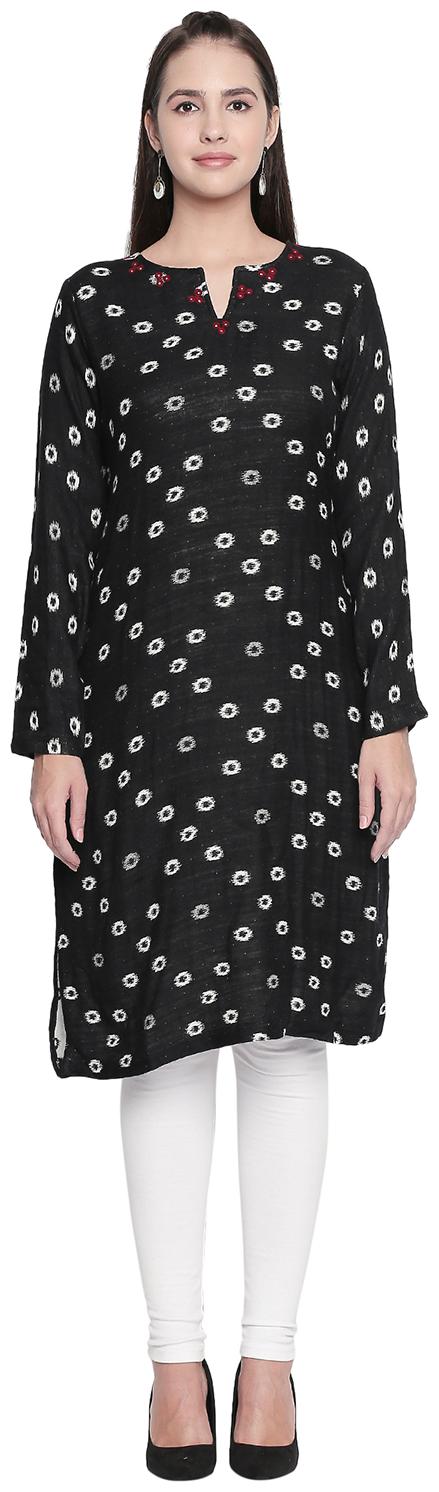 

Rangmanch By Pantaloons Women Black Printed Straight Kurta