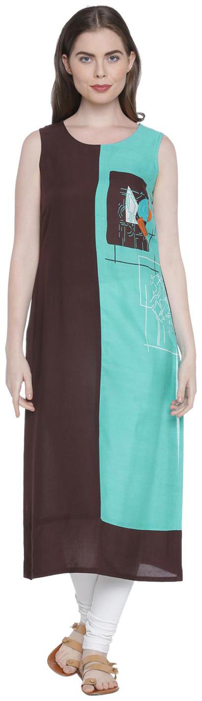 

Rangmanch By Pantaloons Women Brown Printed Straight Kurta