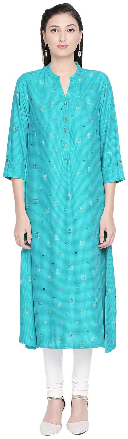 

Rangmanch By Pantaloons Women Blue Printed Straight Kurta