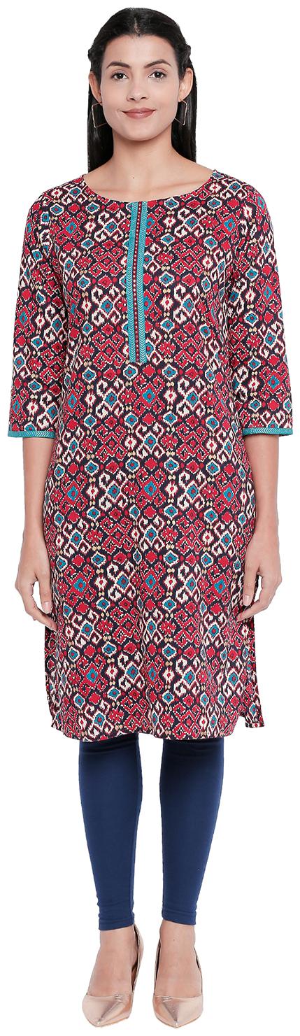 

Rangmanch By Pantaloons Women Red Printed Straight Kurta