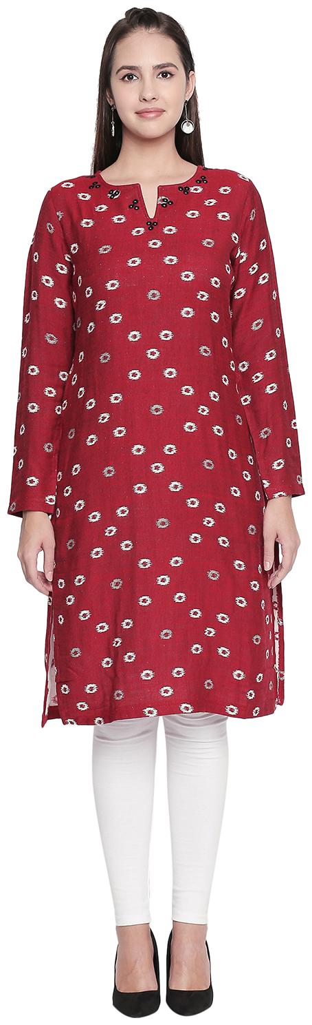 

Rangmanch By Pantaloons Women Red Printed Straight Kurta