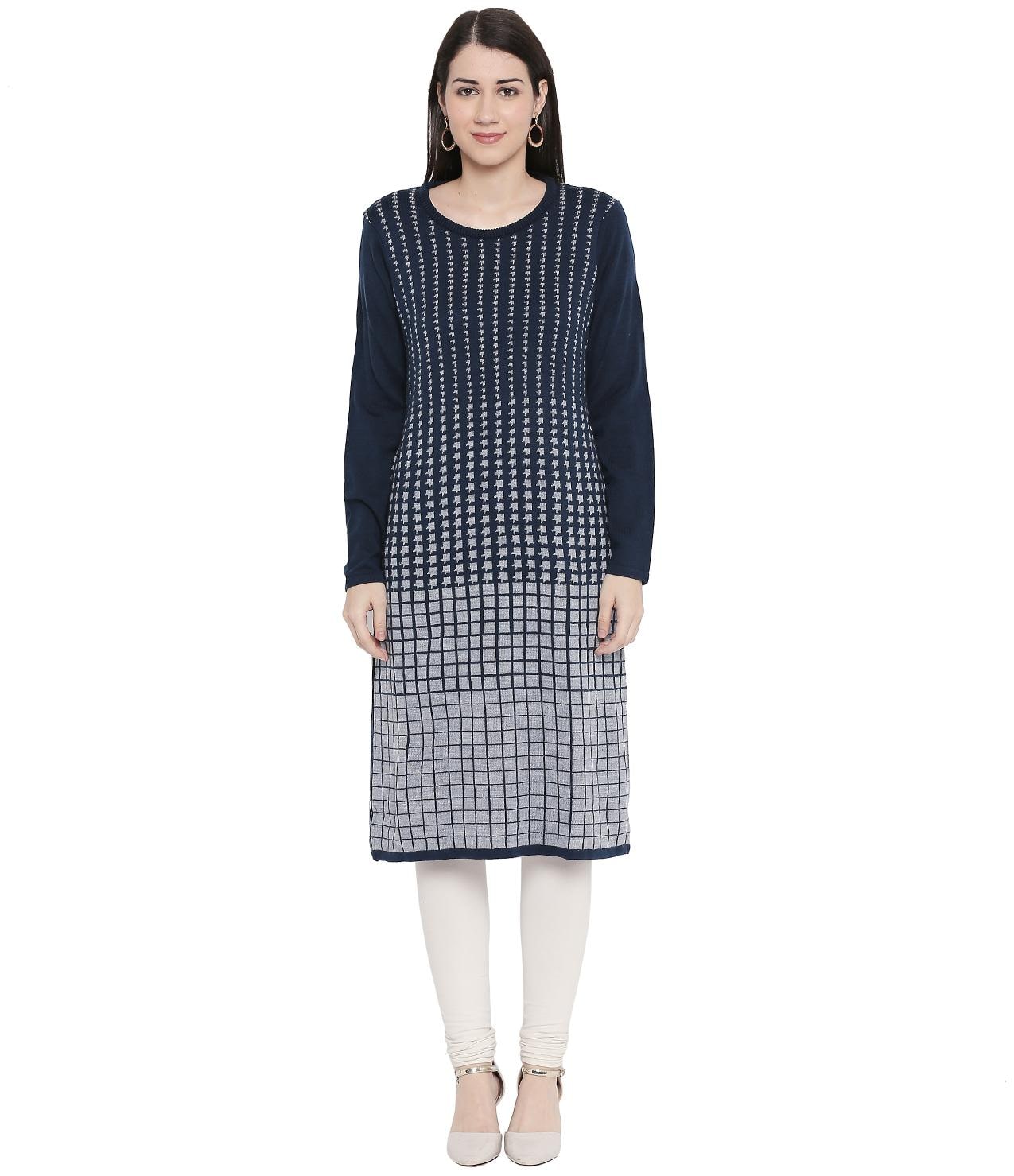 

Rangmanch By Pantaloons Women Blue Solid Straight Kurta