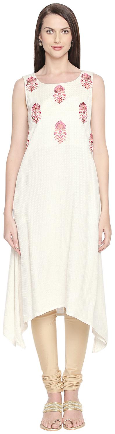

Rangmanch By Pantaloons Women White Solid Layered Kurta