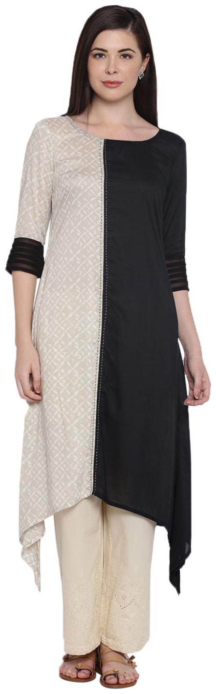

Rangmanch By Pantaloons Women Black Solid Assymetrical Kurta