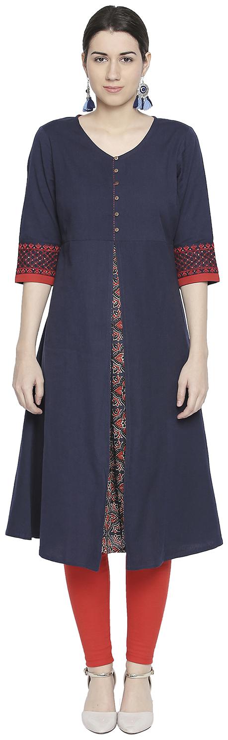 

Rangmanch By Pantaloons Women Blue Solid Layered Kurta