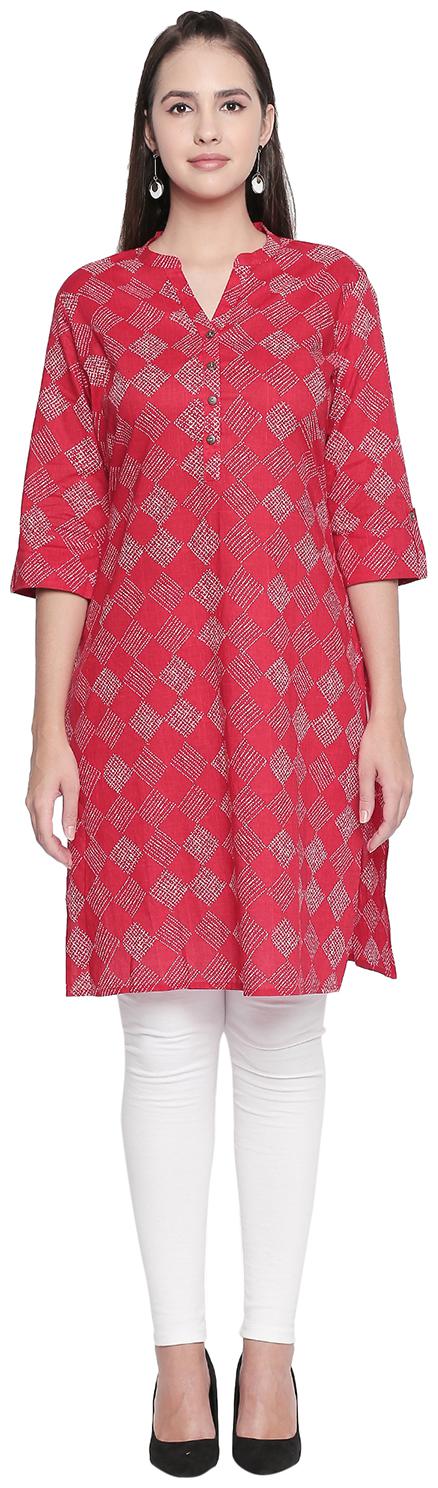 

Rangmanch By Pantaloons Women Pink Printed Straight Kurta