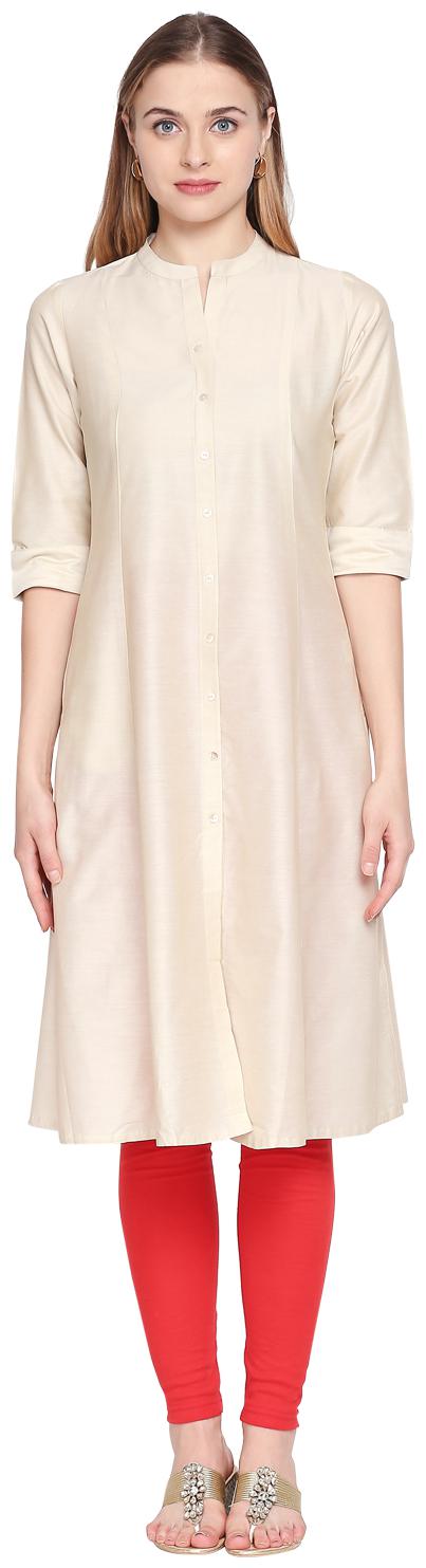 

Rangmanch By Pantaloons Women Gold Solid Straight Kurta