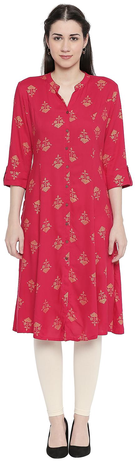 

Rangmanch By Pantaloons Women Pink Printed Straight Kurta