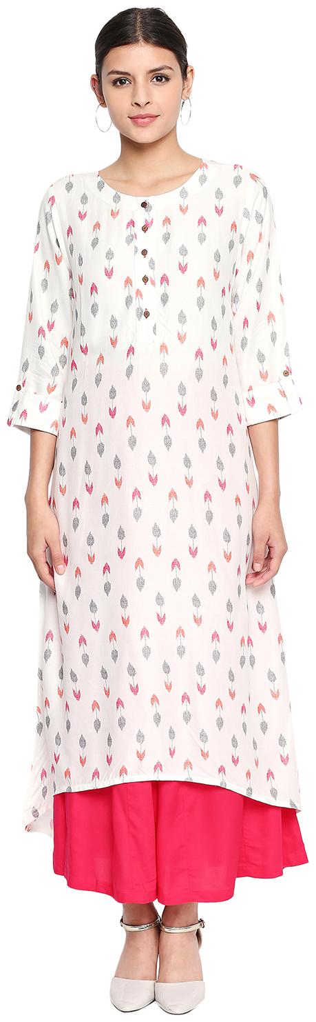 

Rangmanch By Pantaloons Women White Printed Straight Kurta