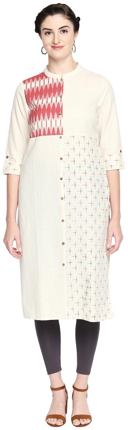 

Rangmanch By Pantaloons Women White Printed Straight Kurta