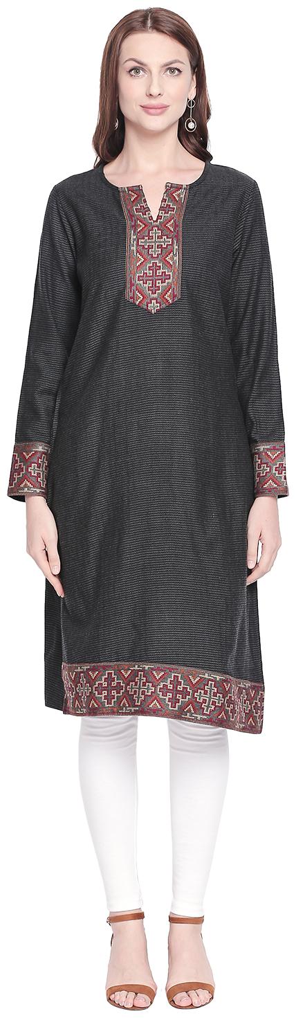 

Rangmanch By Pantaloons Women Grey Printed Straight Kurta