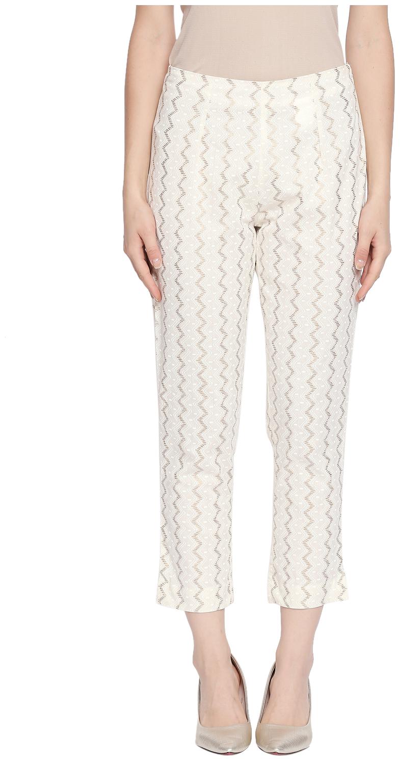 

Rangmanch By Pantaloons Women White Slim fit Regular pants