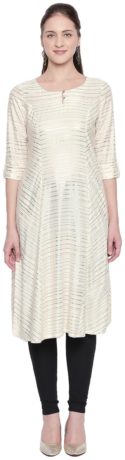 

Rangmanch By Pantaloons Women White Printed Straight Kurta