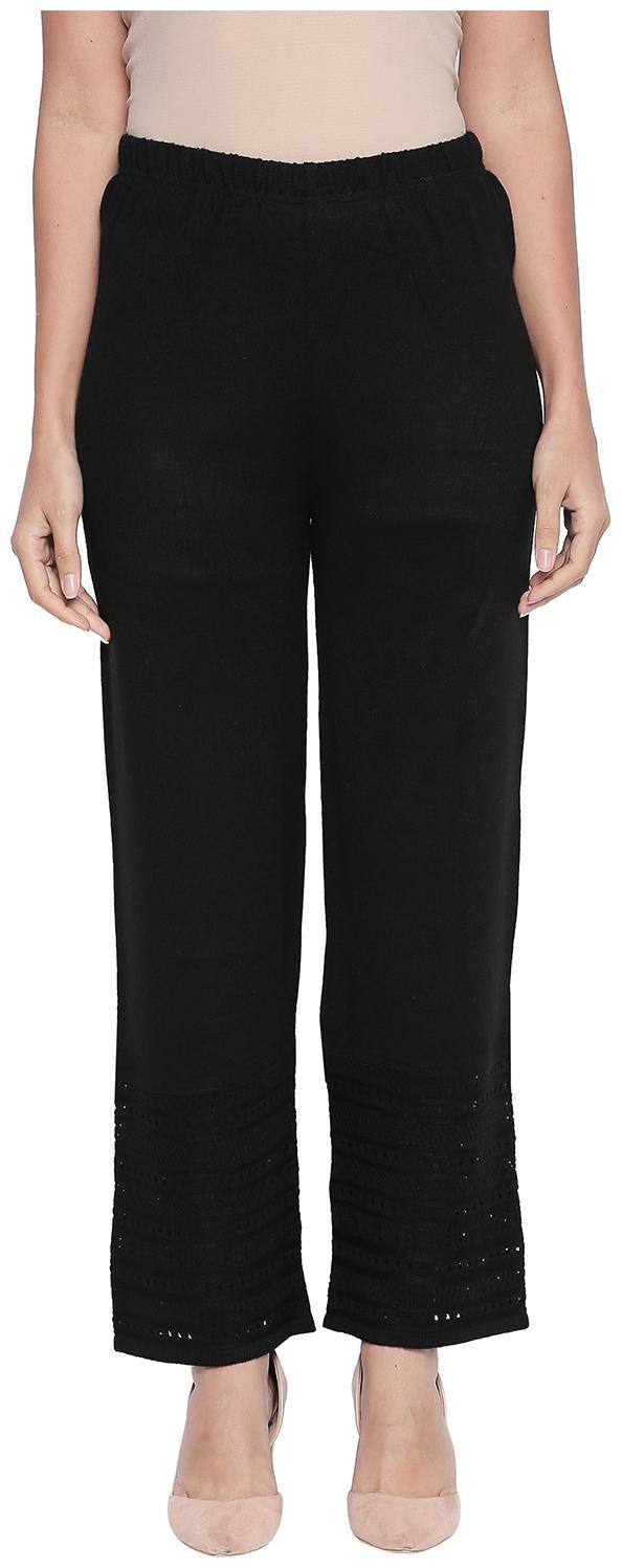 

Rangmanch By Pantaloons Black Solid Straight Palazzo