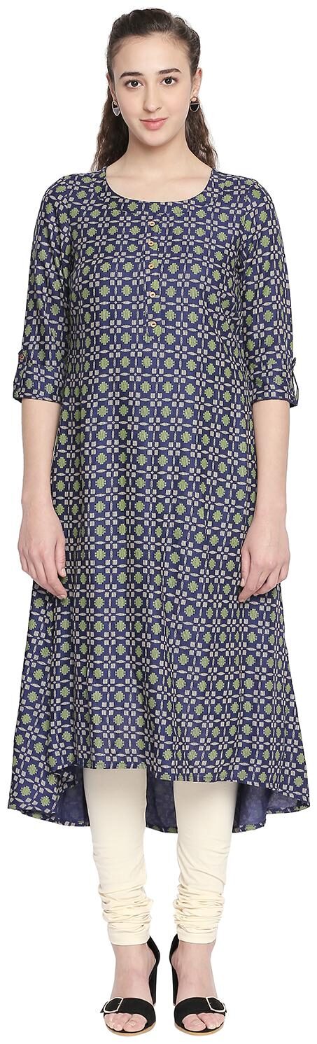 

Rangmanch By Pantaloons Women Blue Solid Layered Kurta