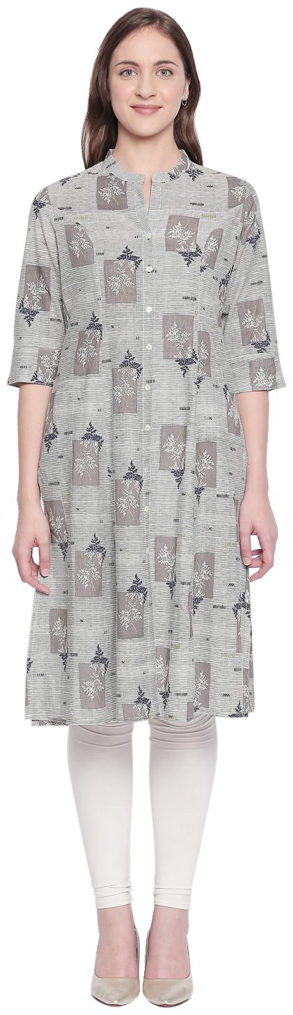 

Rangmanch By Pantaloons Women Grey Printed Straight Kurta