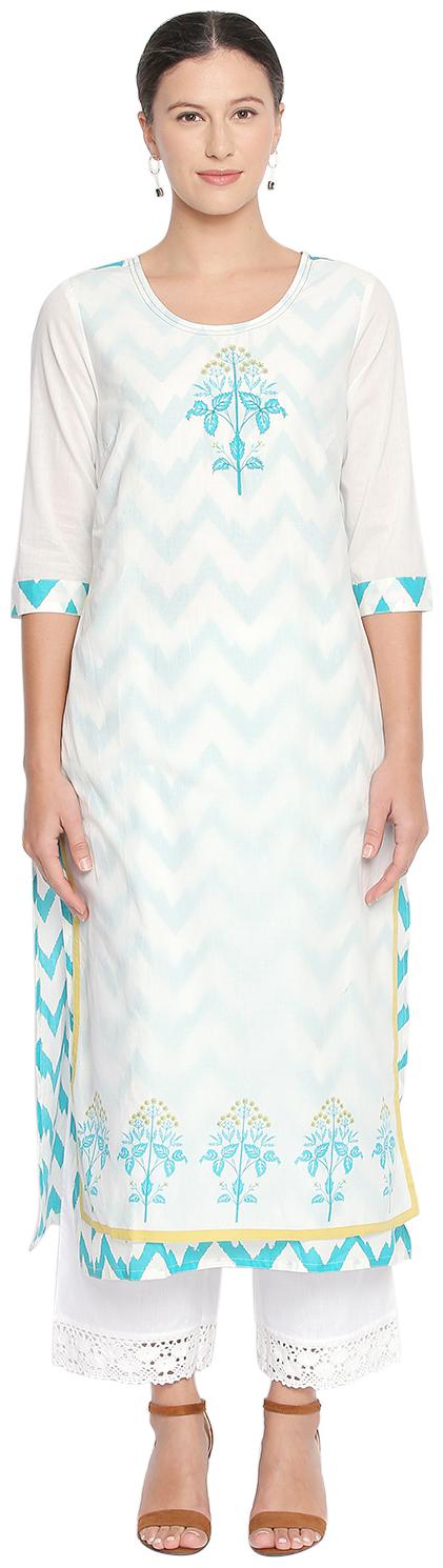 

Rangmanch By Pantaloons Women Turquoise Solid Layered Kurta