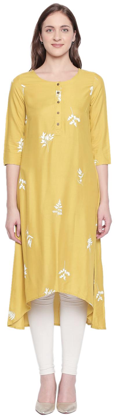 

Rangmanch By Pantaloons Women Green Floral Assymetrical Kurta