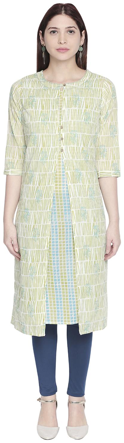 

Rangmanch By Pantaloons Women Green Printed Layered Kurta