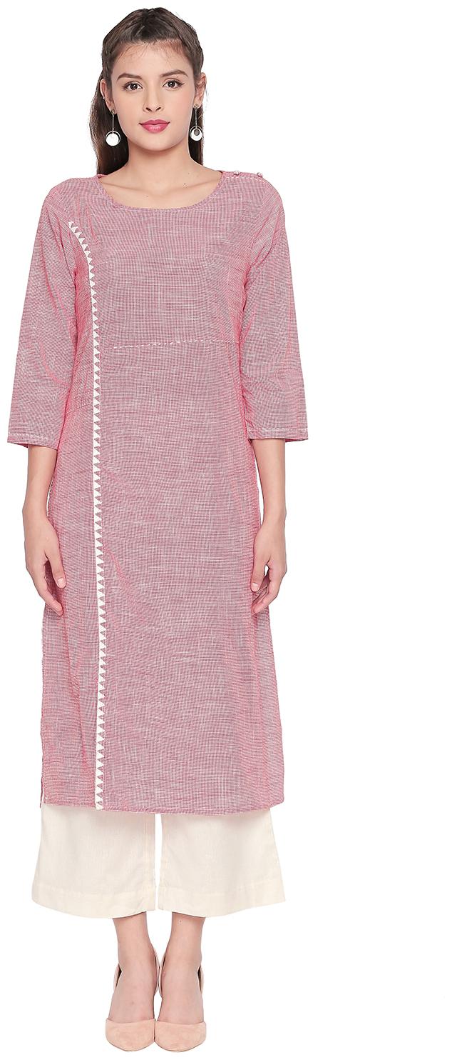 

Rangmanch By Pantaloons Women Red Solid Straight Kurta