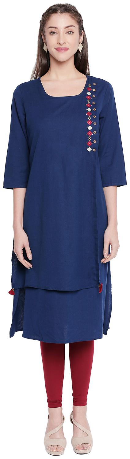 

Rangmanch By Pantaloons Women Blue Solid Straight Kurta