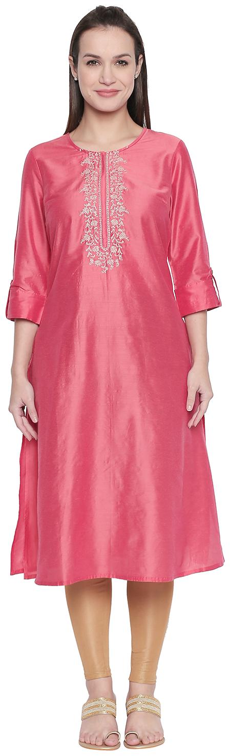 

Rangmanch By Pantaloons Women Pink Solid Straight Kurta