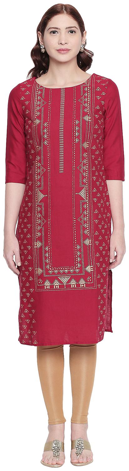 

Rangmanch By Pantaloons Women Red Printed Regular Kurta